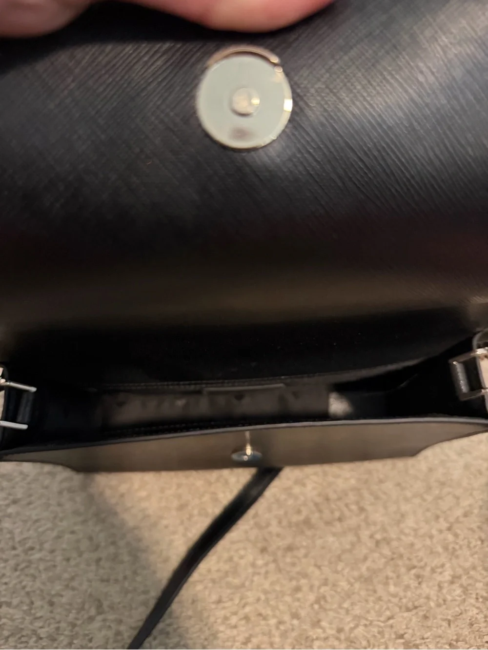 kate spade Black Leather Crossbody with Gold Chain